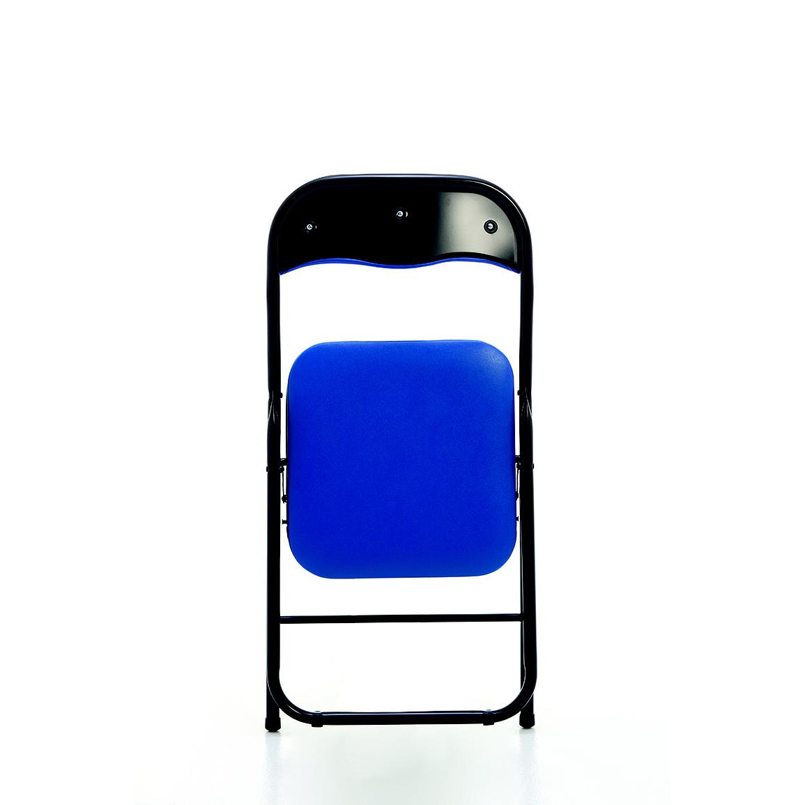 Chaise pliante Balme - simili cuir bleu - pieds mtal noirs