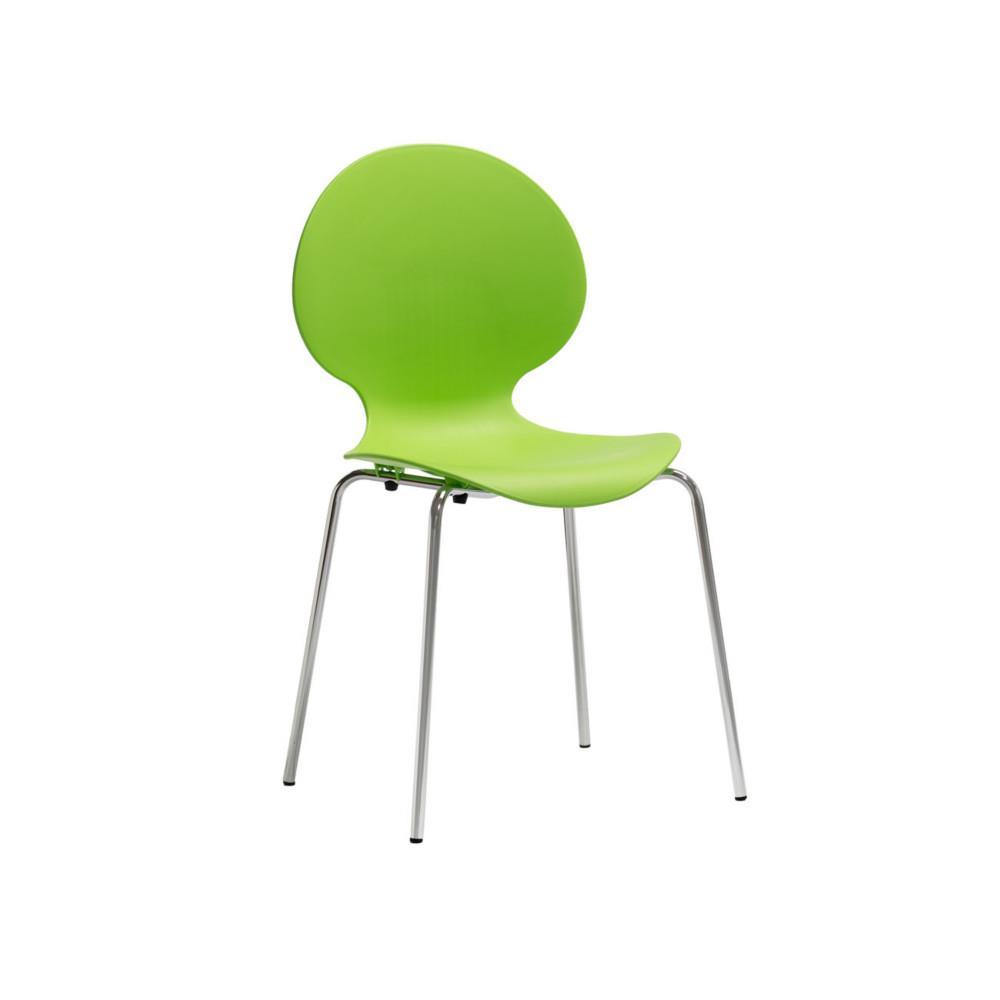 Chaise coque plastique empilable Elva - en polypropyl�ne vert - pieds chrom�s
