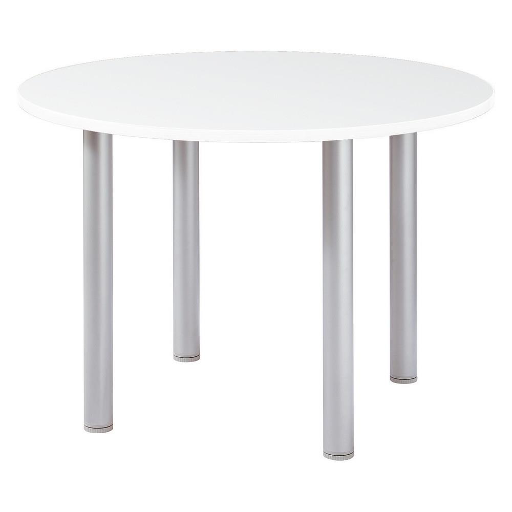 Table ronde Tempo - L 100 x 100 cm - plateau blanc - pied tubulaire aluminium