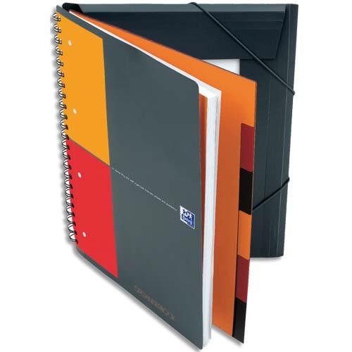Cahier trieur Oxford Organiserbook - reliure intgrale - A4+ - 180 pages - rglure ligne 6mm - feuilles perfores dtachables - trieur 6 touches