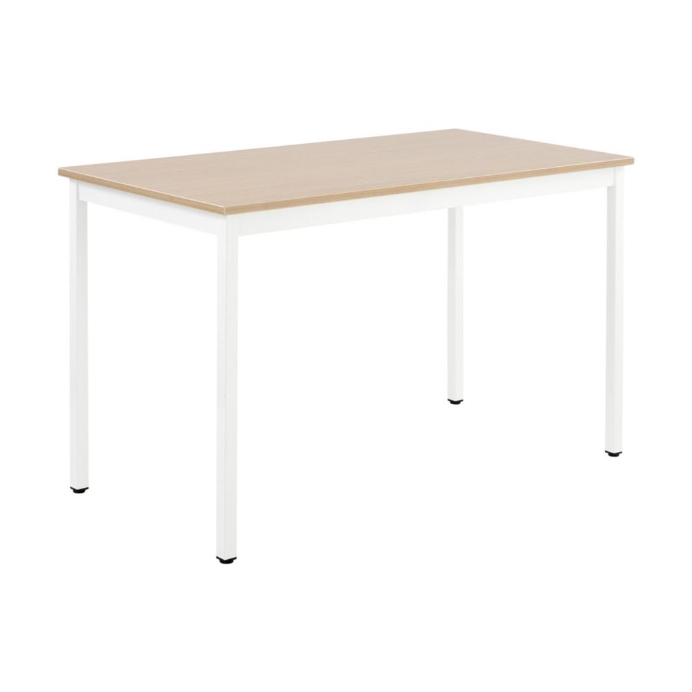 Table polyvalente rectangle - L 120 x P 60 cm - plateau ch�ne - pieds blancs