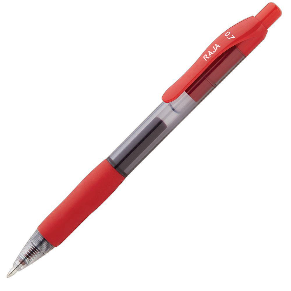 Stylo  encre gel rtractable - Aura - pointe moyenne - 0,7 mm - avec zone de prhension - corps transparent - encre rouge