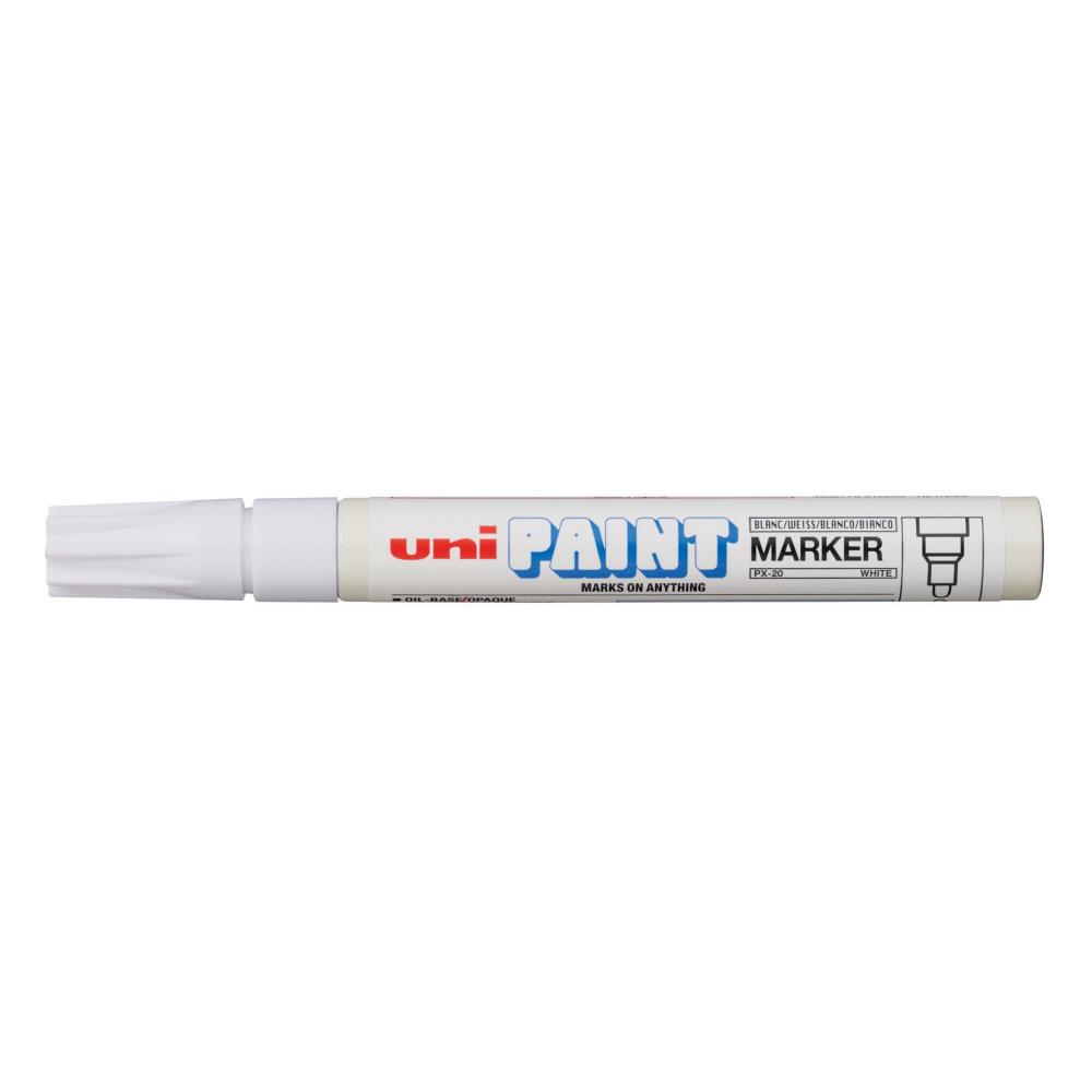 Marqueur peinture Unipaint Px 20  huile indlbile - pointe moyenne ogive - corps mtal - coloris blanc