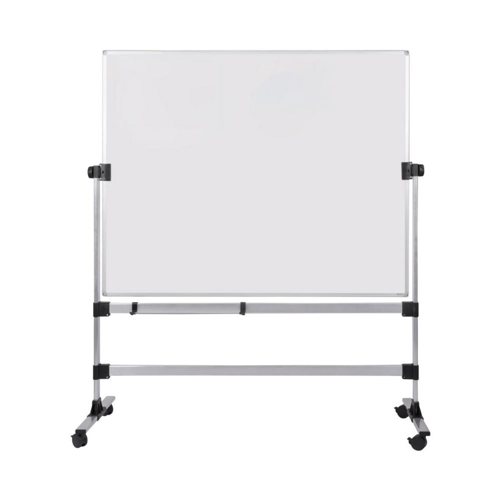 Tableau blanc maill mobile double face pivotant Bi-Office Earth - Surface magntique - Cadre Aluminium - L.150 x H.120 cm