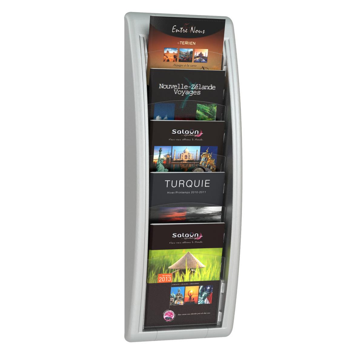 Prsentoir Quick Fit System PAPERFlow - Mural - 5 cases A5 - aluminium