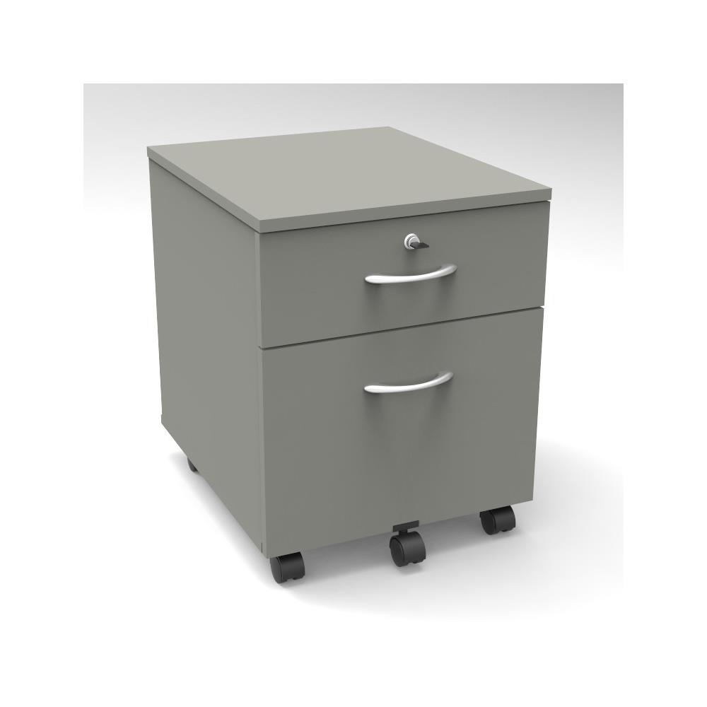 Caisson mobile Bois Kube 2 - aluminium , gris - 2 tiroirs