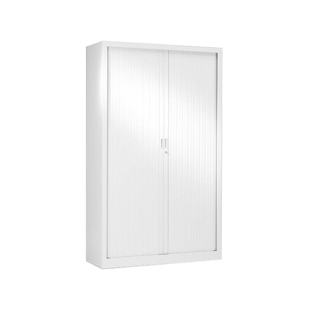 Armoire mtal monobloc Gnric - A rideaux - H. 198 x L. 120 cm - Corps blanc - Rideaux Blanc