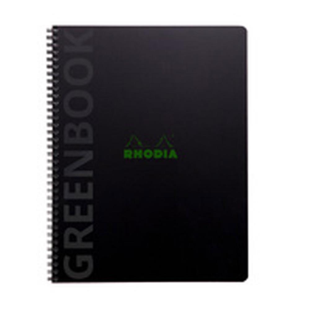 Cahier  spirale Rhodia Rhodiactive Greenbook A4+ 22,5 x 29,7 cm - 90g - Perfor 4 trous - Petits carreaux 5x5 - 160 pages