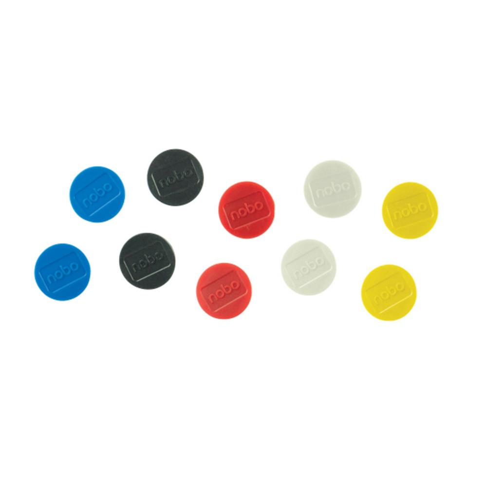 Aimant rond 38 mm Nobo  - Coloris assortis - Lot de 10