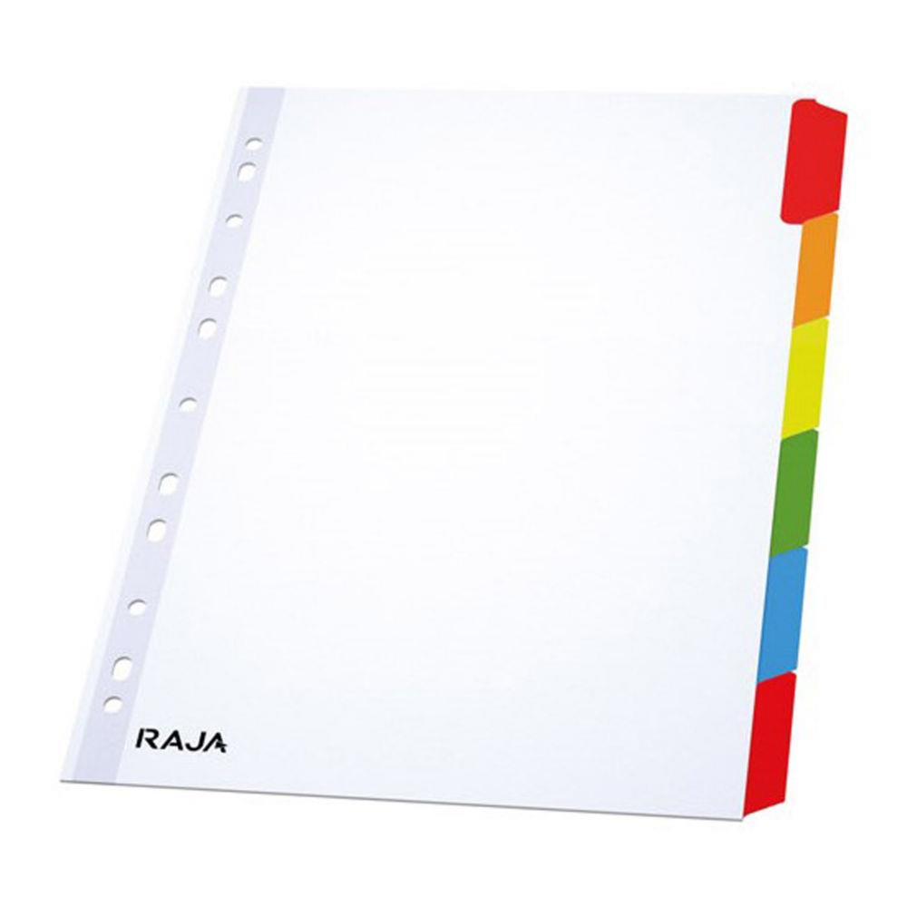 Intercalaires neutres A4 RAJA en bristol 170g blanc - 6 onglets couleur