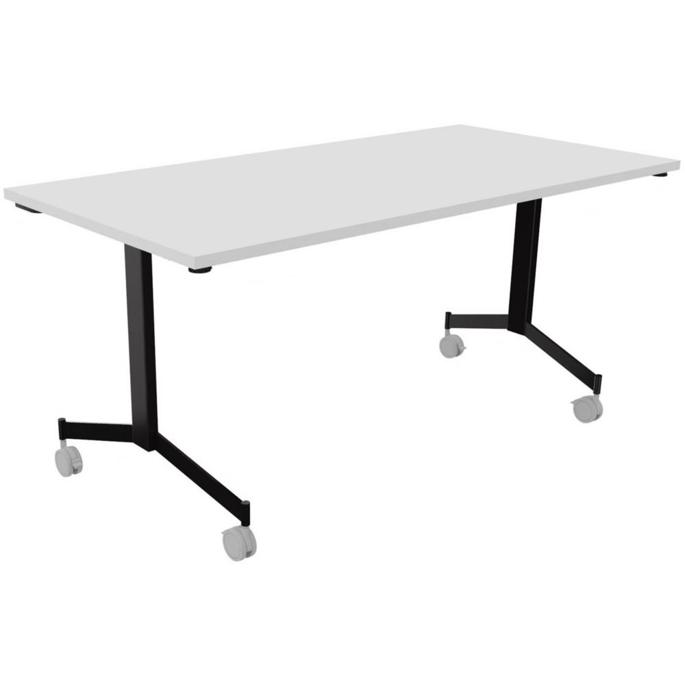 Table basculante � roulettes Jade 160x80 cm Blanc - pieds m�tal Noir