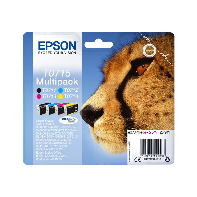 Cartouches pour imprimantes - Epson multipack "gupard" (t0715) - encres durabrite ultra n, c, m, j