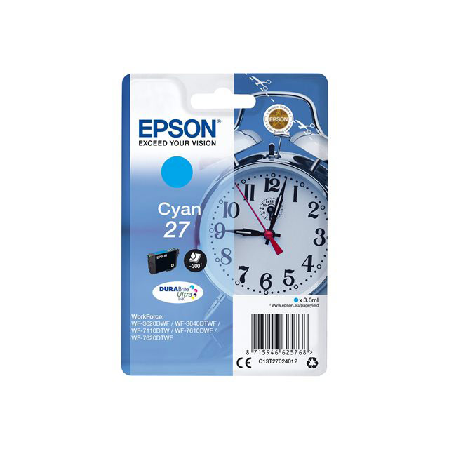 Cartouches pour imprimantes - Epson alarm clock 27 durabrite ultra cartouche d'encre 1 pice(s) original cyan