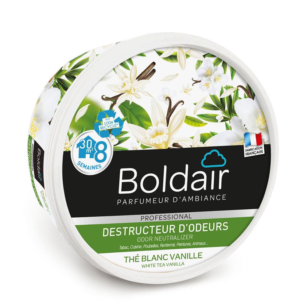 Destructeur d'odeurs en gel - Boldair - parfum th blanc Vanille- pot 300 g