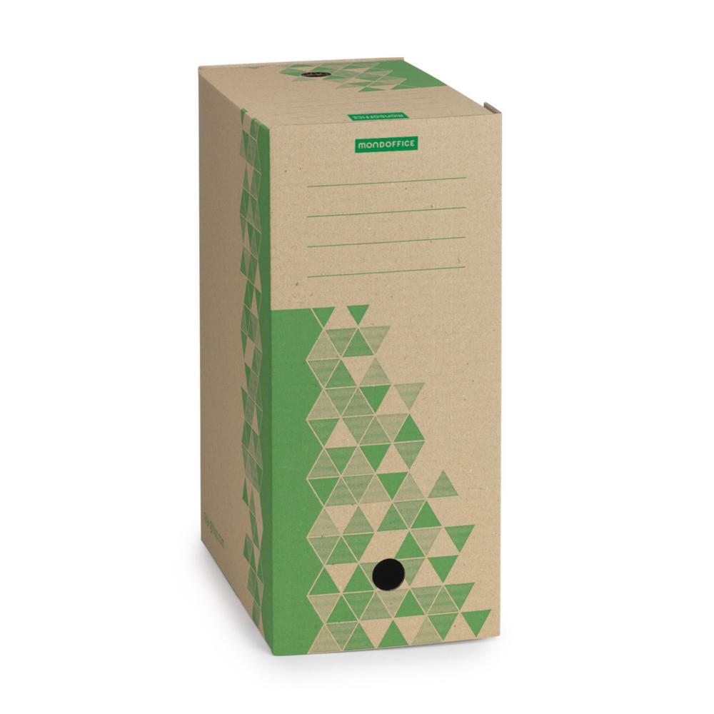 Bo�te archives Mondoffice carton recycl� - Dos 15 cm - Kraft / Vert - Lot de 10