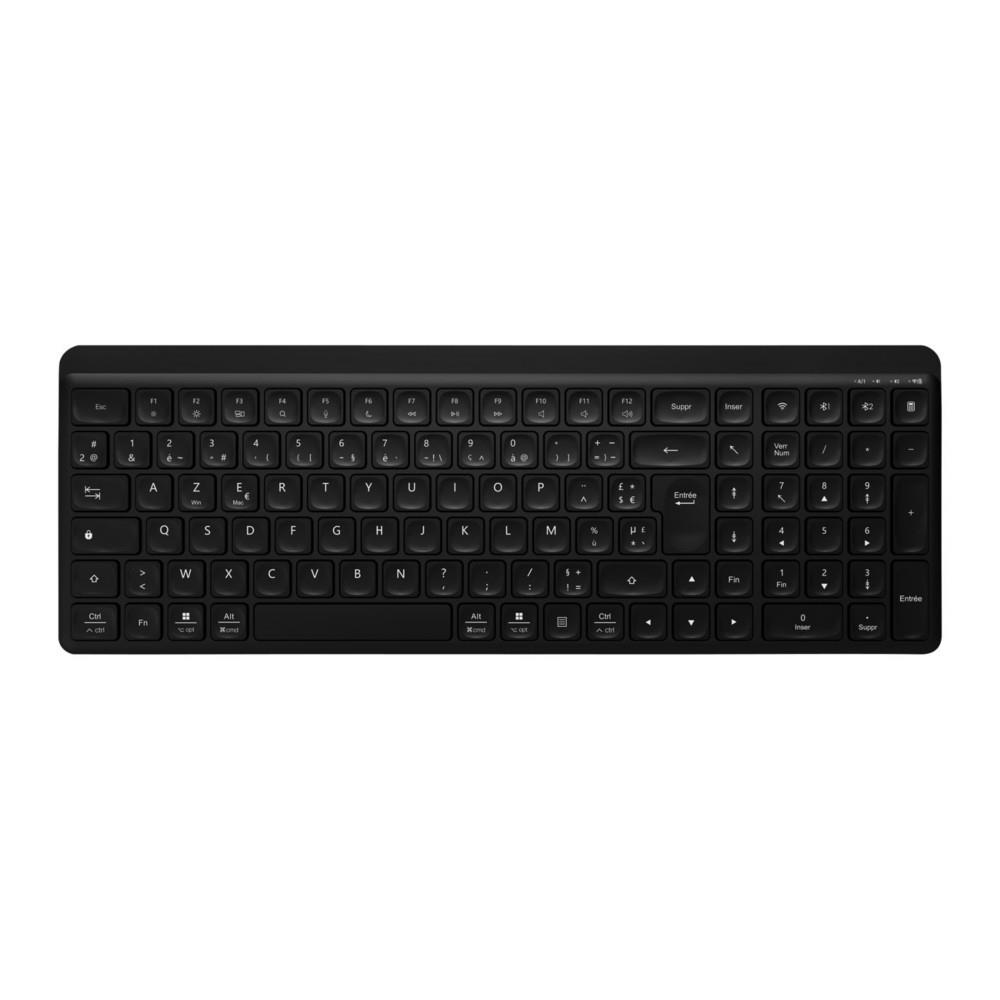Clavier sans fil TNB rechargeable AZERTY Silent Pro - Connexion Bluetooth et USB-A - Noir