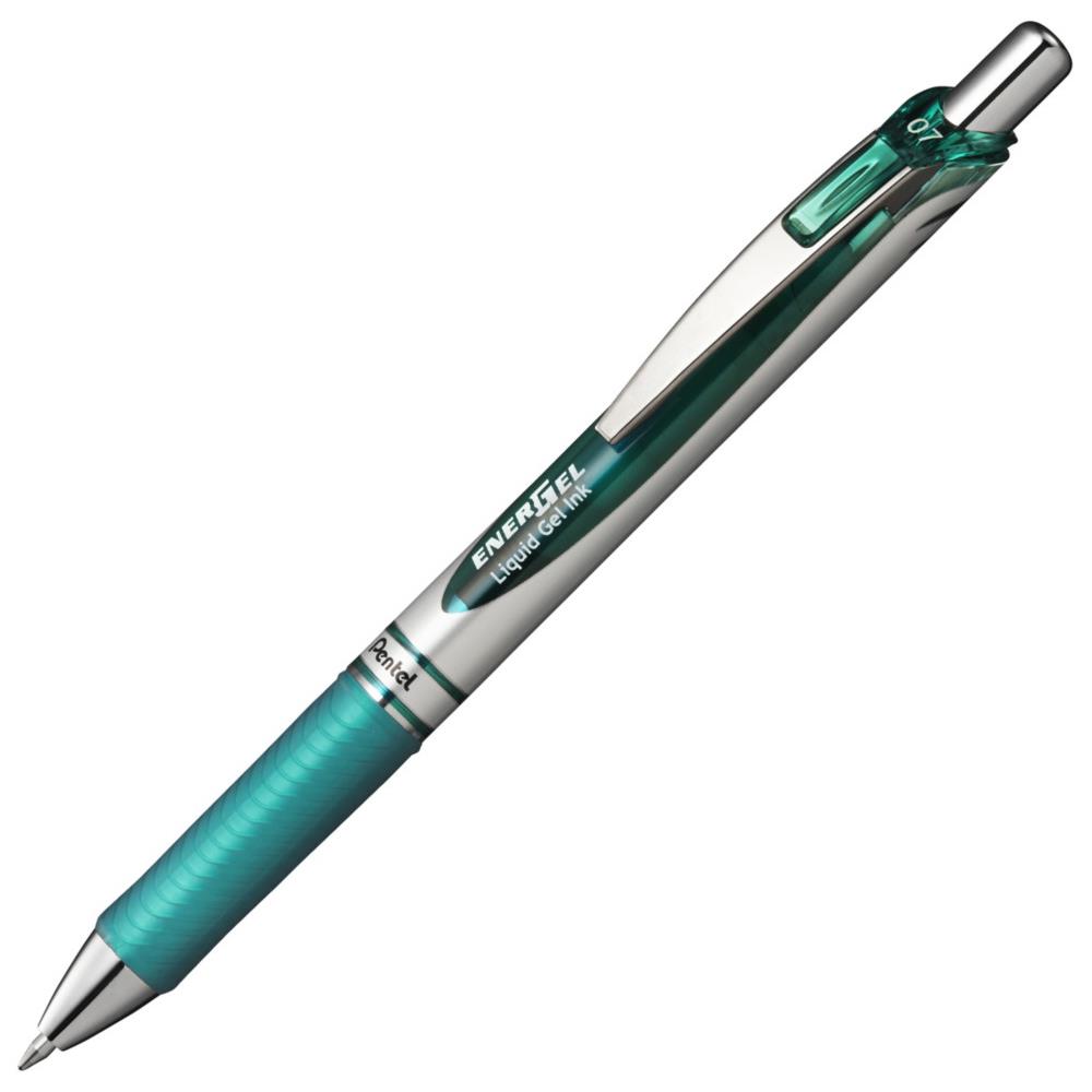 Stylo � bille Pentel energel r�tractable - 0.7mm - encre � pigment infalsifiable turquoise