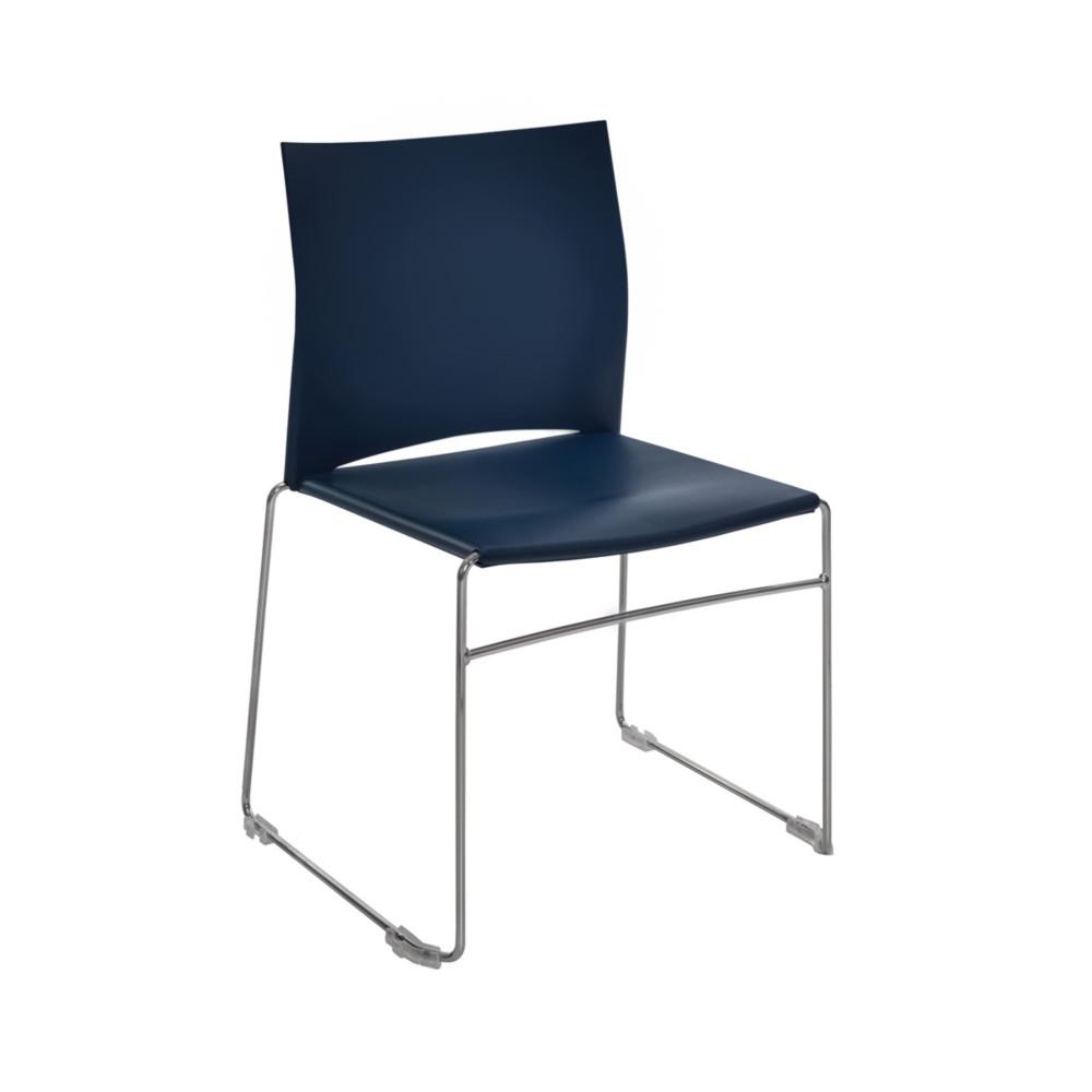 Chaise de r�union et visiteur Giulia, polypropyl�ne, pi�tement fil chrom� m�tal, Bleu marine