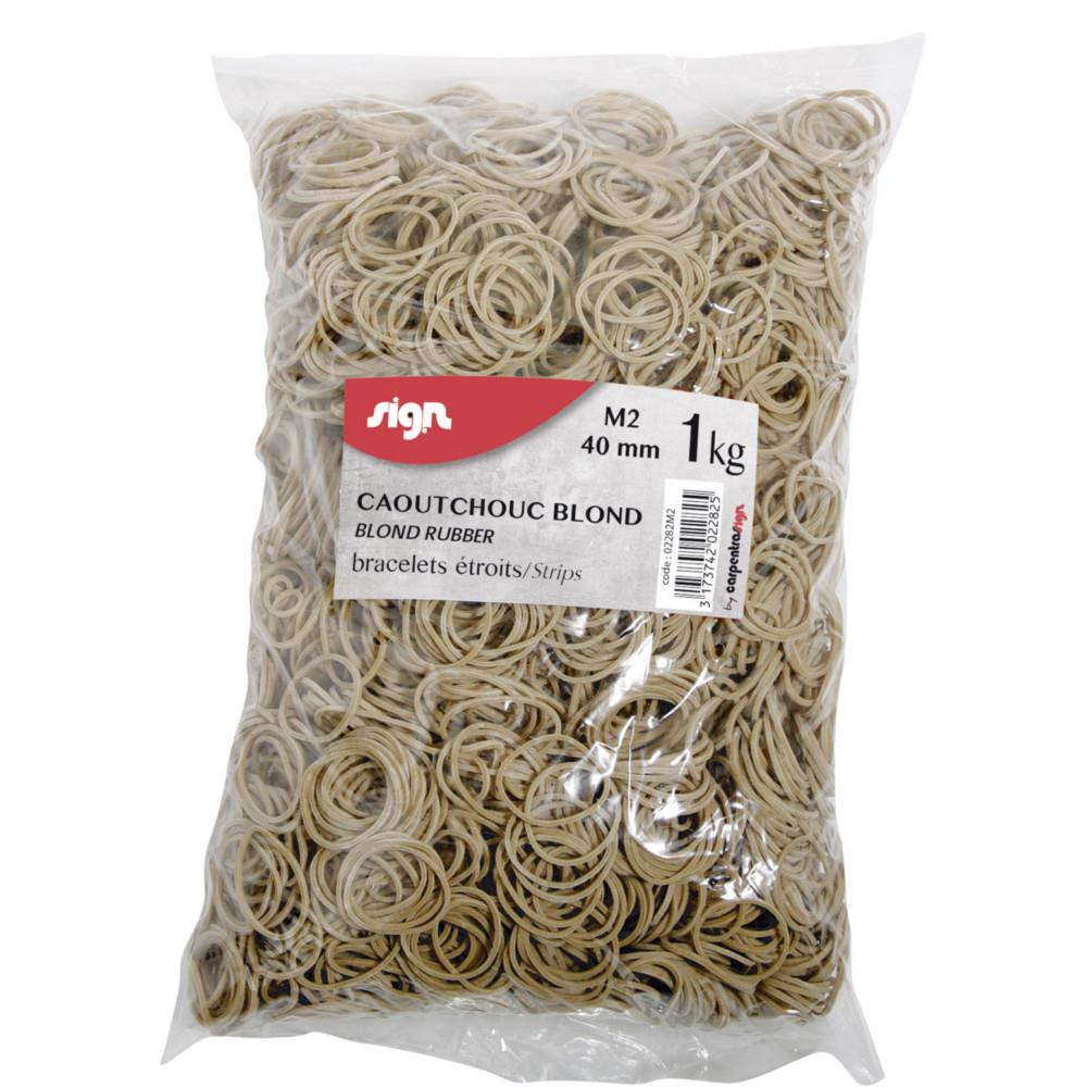 Elastique 40 x 1,5 mm Sign en caoutchouc blond de qualit� sup�rieure- Sachet de 1 kg
