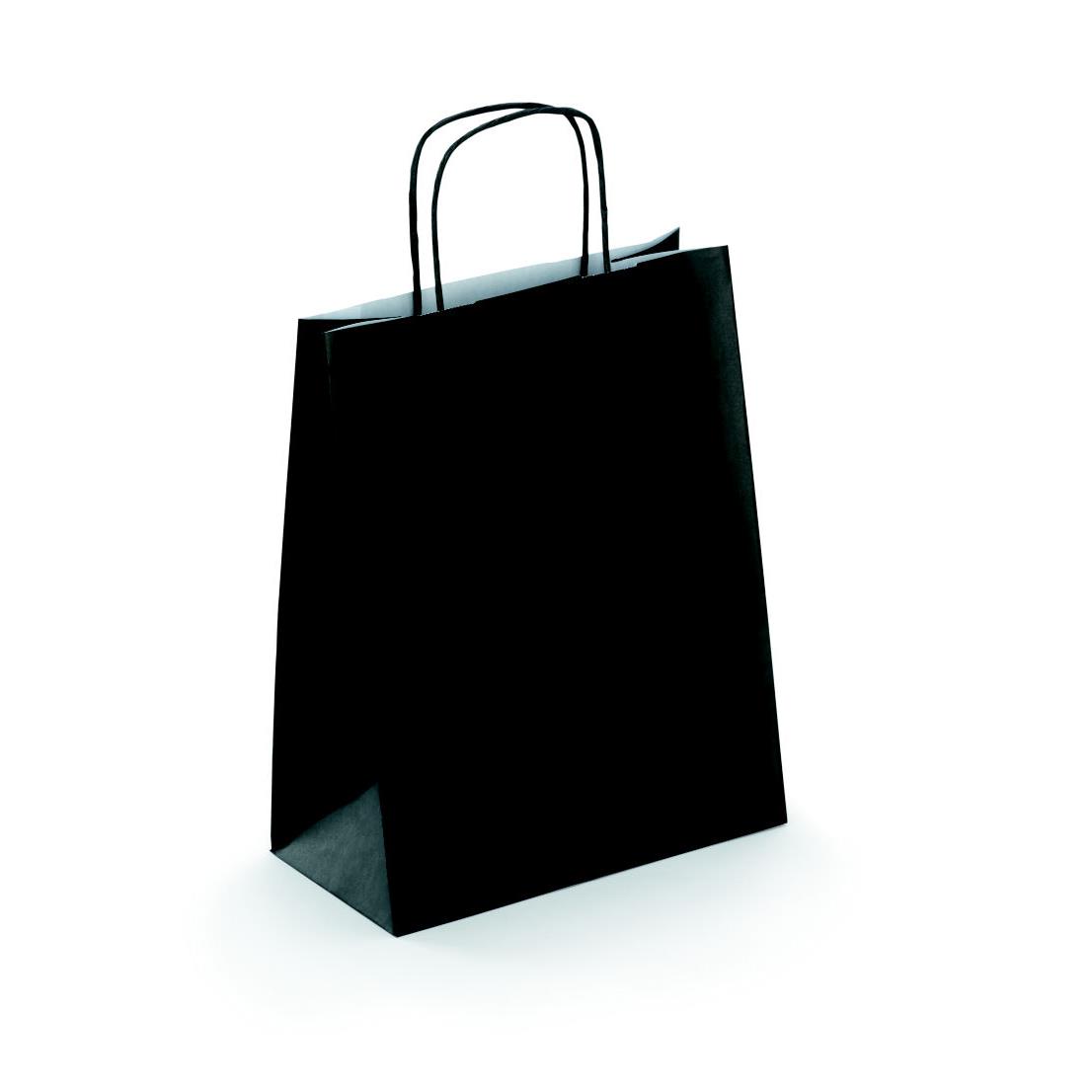 Sac kraft Raja  poignes torsades - l.24 x H.31 x soufflet 12 cm - Noir (carton 50 units)