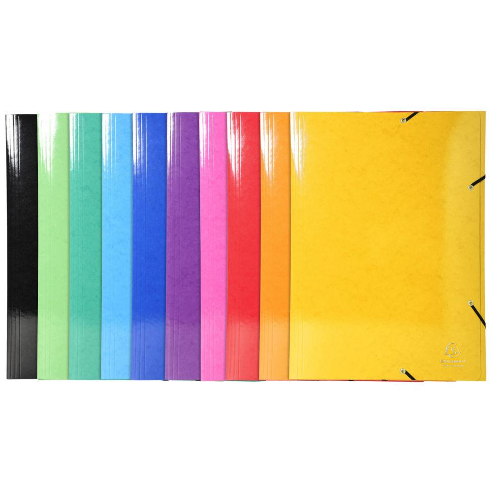 Chemise 3 rabats  lastiques Exacompta Iderama - en carte pellicule 7/10e - format A3 - coloris assortis