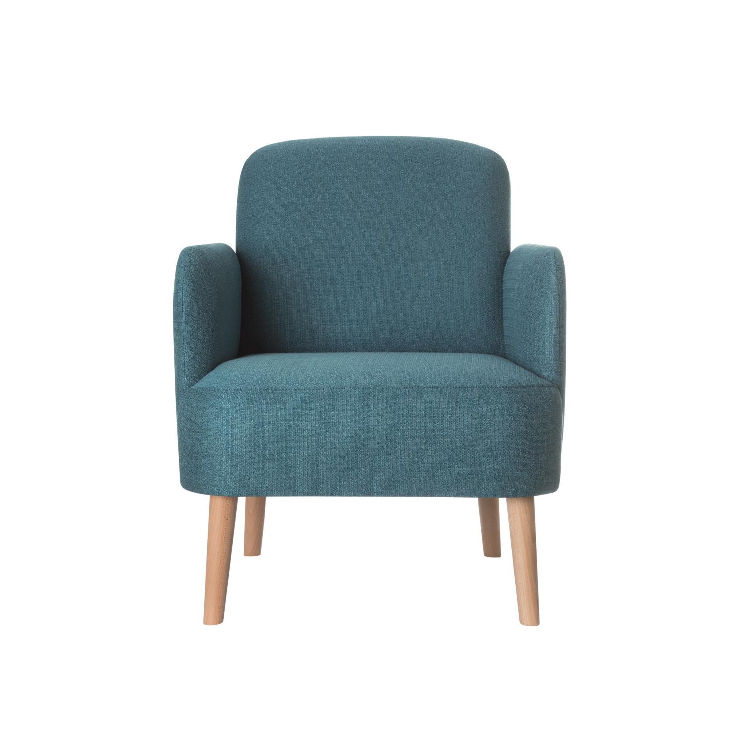 Fauteuil d'accueil Brooks - pieds h�tre - tissu bleu