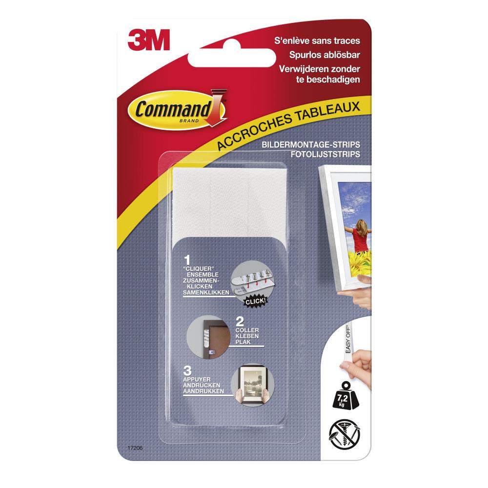 Blister de 8 languettes de fixation Command Post-it pour tableau - grand modle blanc - poids max 7,2 Kg