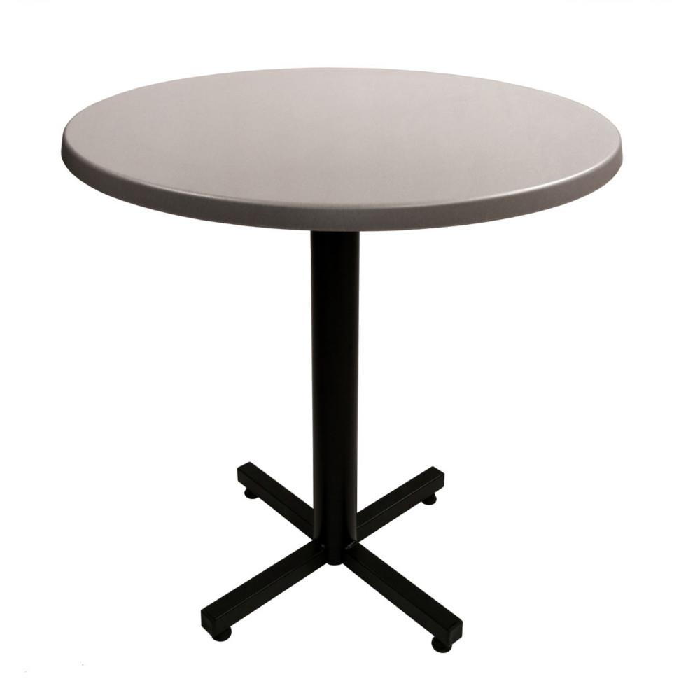 Table Brown plateau rond 70cm Gris - Pied central Noir