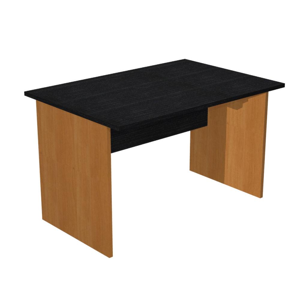 Bureau droit Pronto - L.120 x P.80 cm - plateau noir - pieds pleins aulne