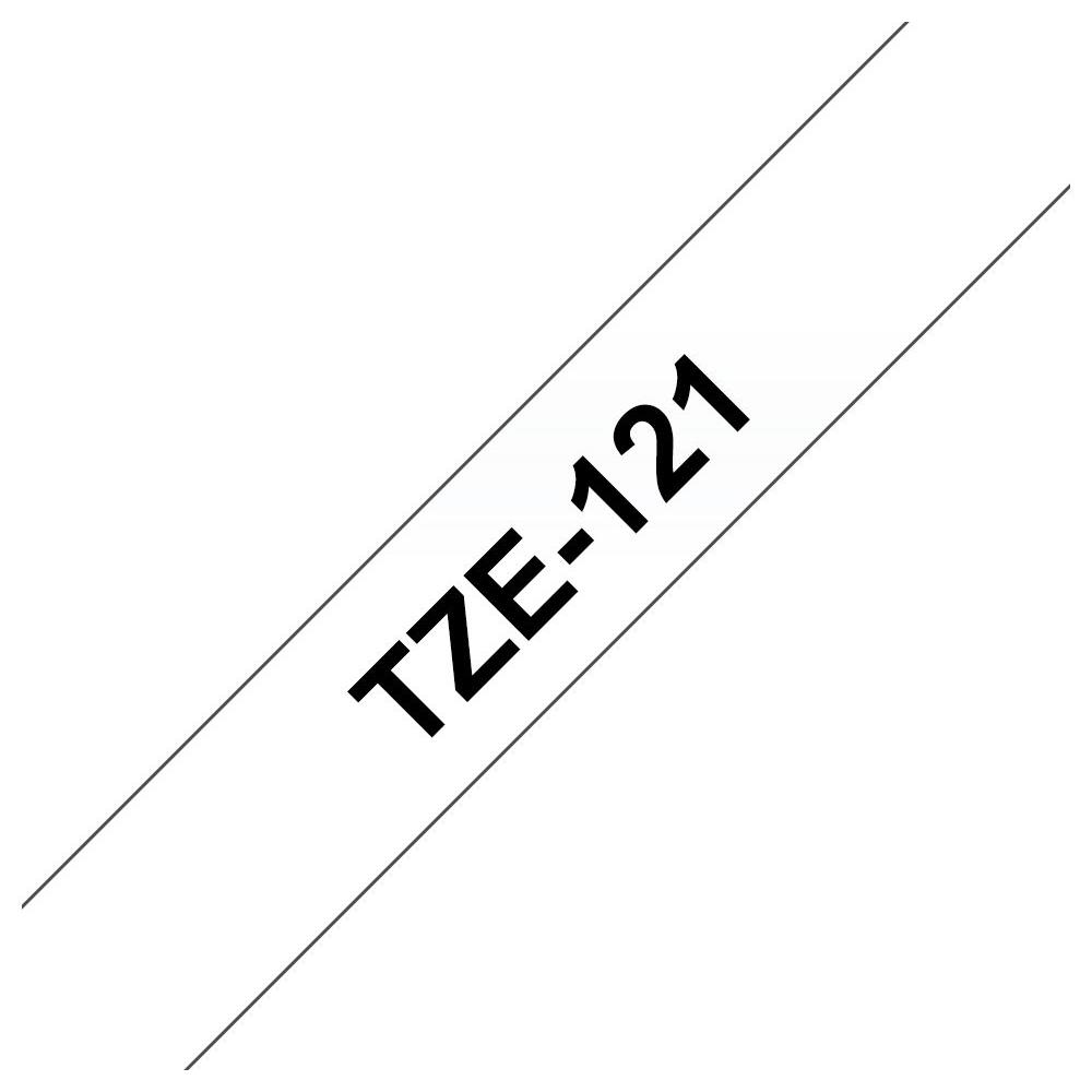 Ruban Brother TZe121 - Ruban lamin noir/transparent - Rouleau (0,9 cm x 8 m)