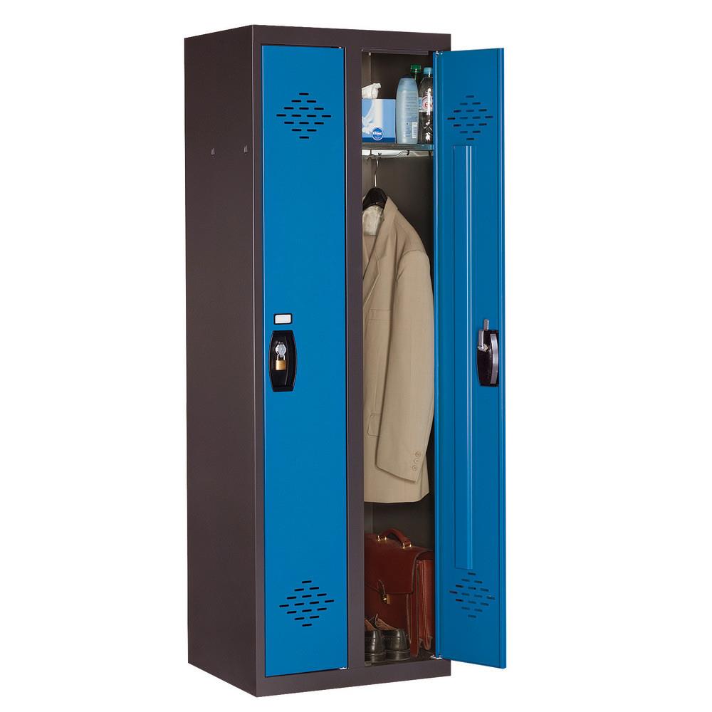 Vestiaire Zephyr - Industrie Propre - 2 colonnes - corps anthracite - portes bleues