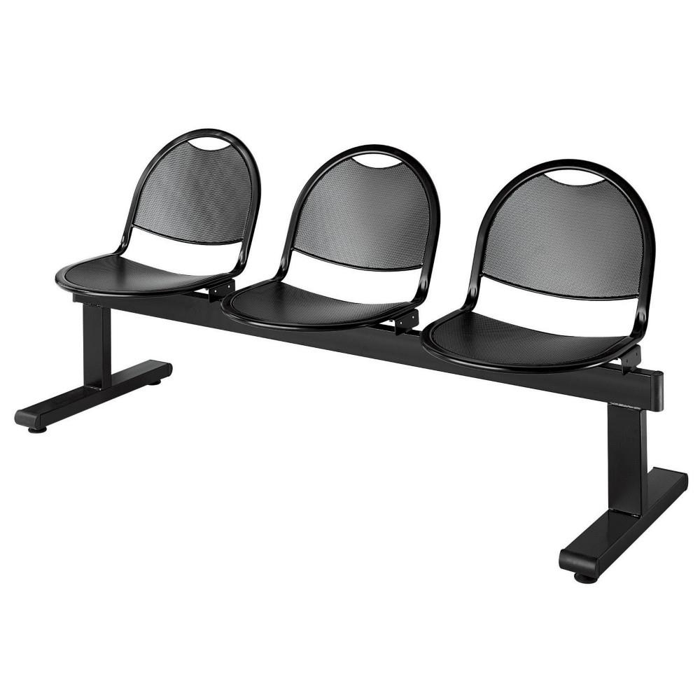 Si�ge poutre m�tal d'accueil Xavi - 3 places - m�tal noir