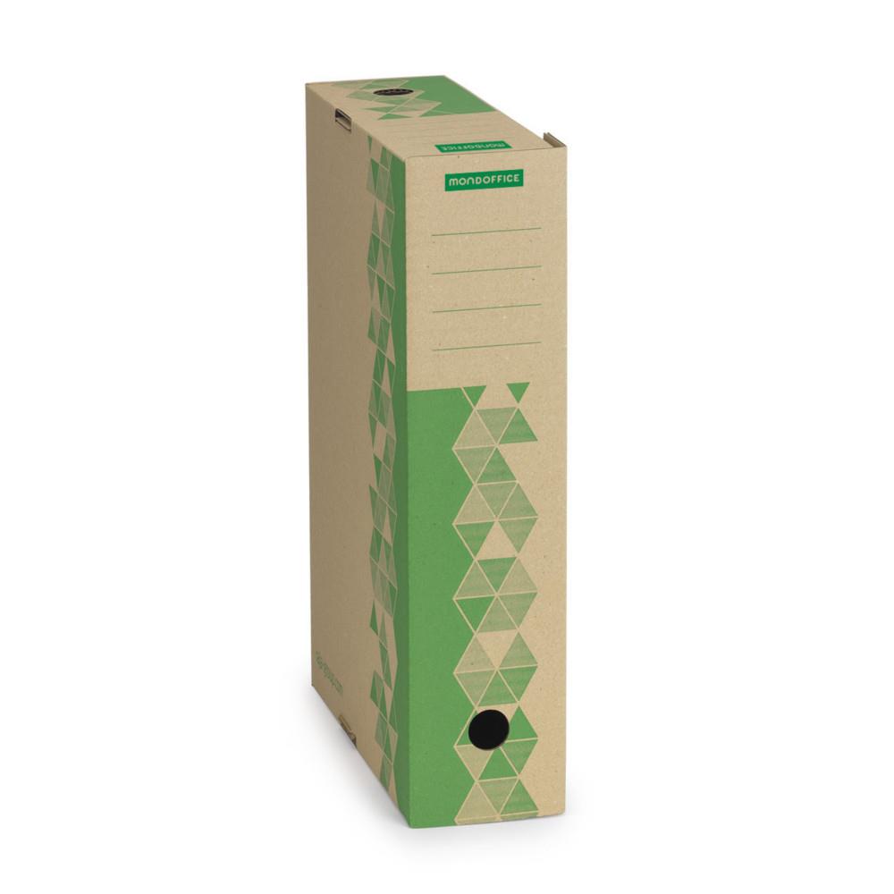 Bo�te archives Mondoffice carton recycl� - Dos 8 cm - Kraft / Vert - Lot de 10