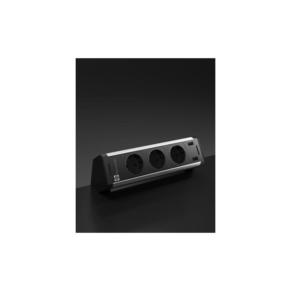 Multiprise VersaDesk avec fixation - 3 prises lectriques + 1 port USB - cble d'alimentation 3m - noir