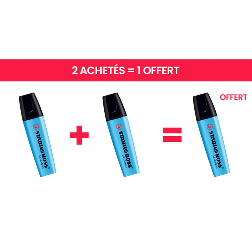 Surligneur BOSS ORIGINAL Stabilo pointe Stabilo biseaut�e 2 et 5 mm - Bleu fluo - Offre 2 achet�s = 1 offert