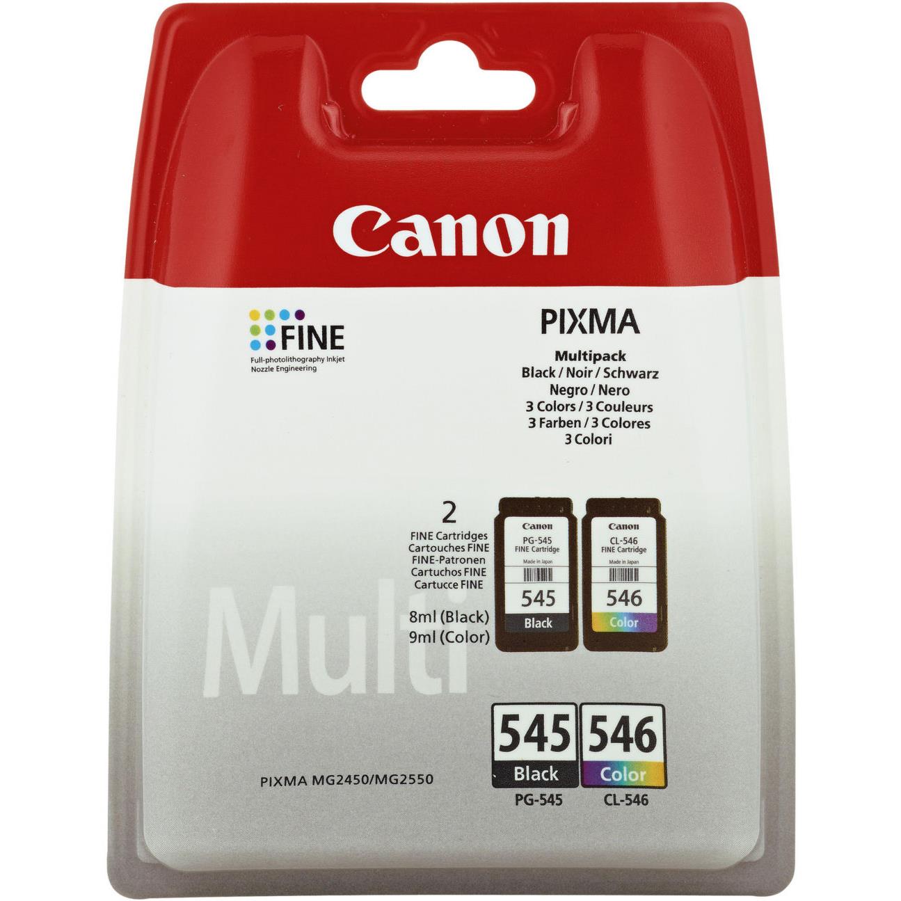 Cartouche d'encre authentique Canon PG-545/CL-546 - pack de 2 noir et tricolore - 8287B005 - noir - cyan - magenta - jaune