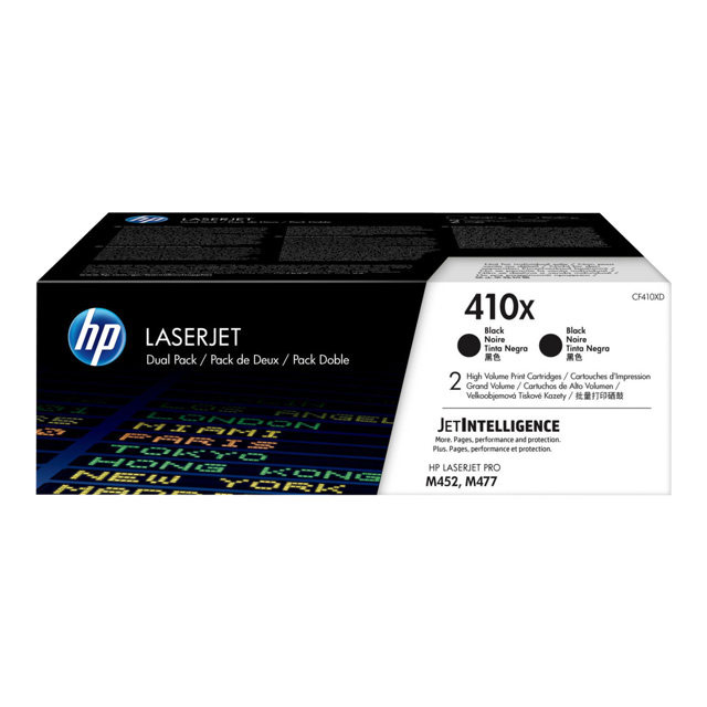 Cartouches de toner - Hp 410x laserjet, lot de 2 cartouches de toner grande capacit authentiques, noir