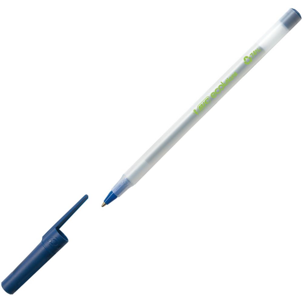 Stylo bille Bic Ecolutions Round Stic - pointe moyenne - 1 mm - corps en polypropylne - encre bleue