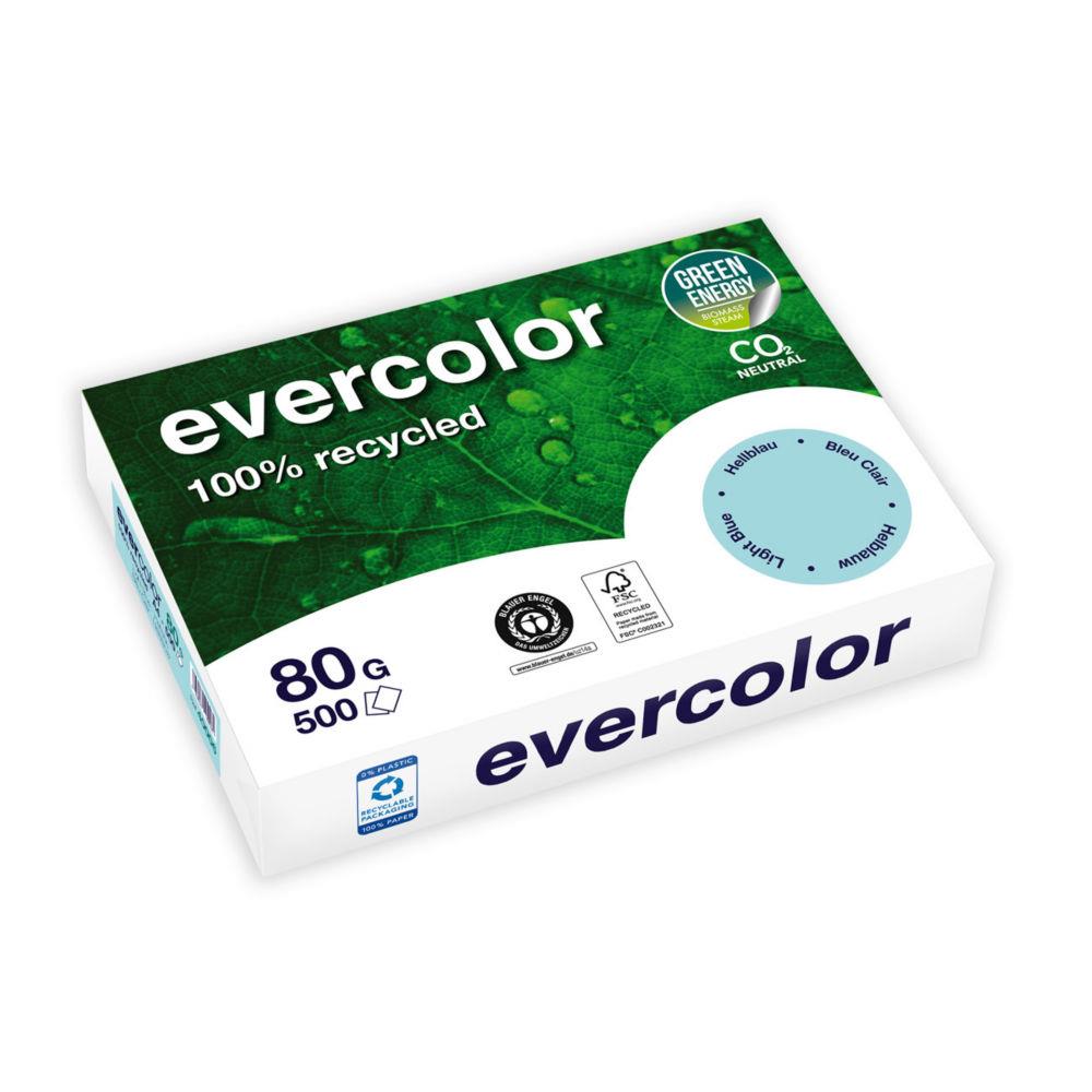 Papier couleur recycl Evercolor - bleu clair - 80 g - A4 - ramette de 500 feuilles
