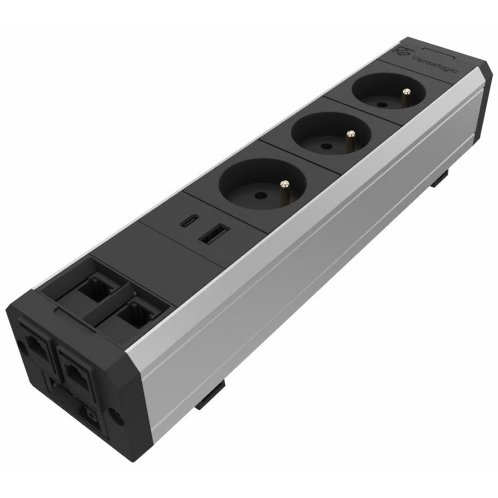Multiprise Versatek 3 Prises lectriques + 2 Ethernet + 1 USB  - Cble d'alimentation 3 m