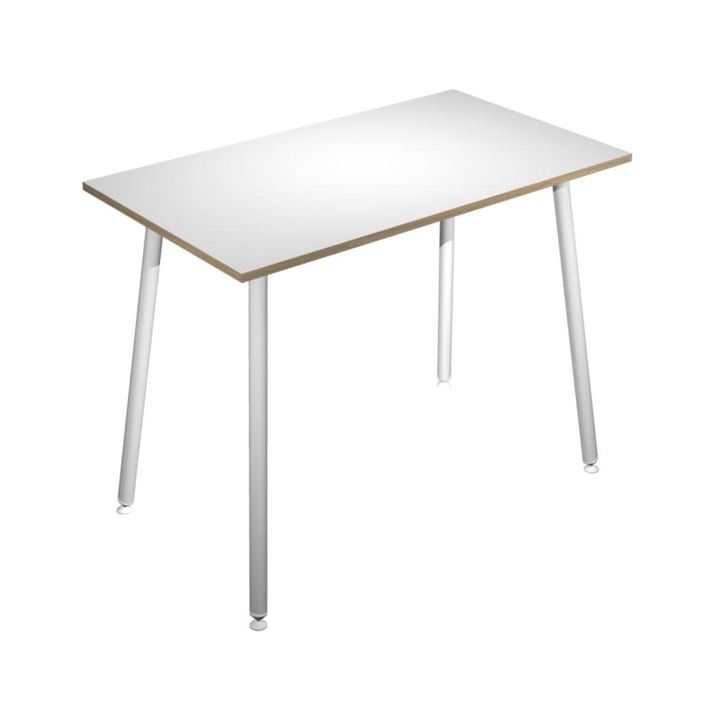 Table haute Knot H110 x L 140 x 80 cm pieds cylindriques en mtal - Blanc