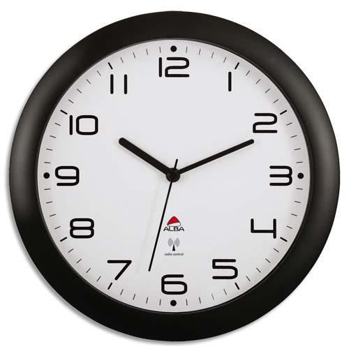 Horloge murale Alba - radio-pilot Hornew - diam 30 cm - coloris noir