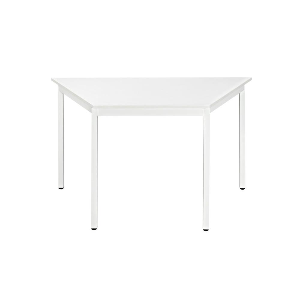 Table Domino trapze - L. 120 x P. 60 cm - plateau blanc - pieds mtal blancs