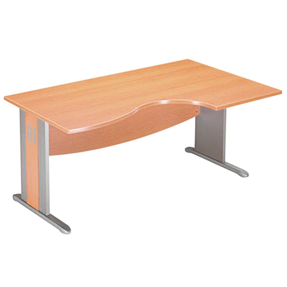 Bureau compact retour  droite Boreal - L 160 x P 100 cm - plateau htre - pieds L aluminium