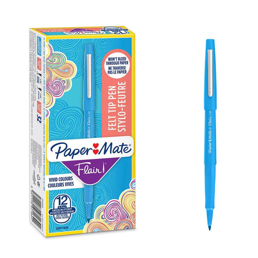 Stylo feutre  capuchon Paper Mate Flair Original pointe moyenne 1 mm - Turquoise