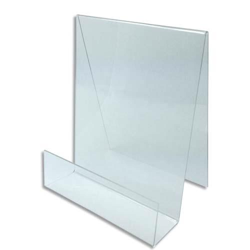 Chevalet Deflecto - pour documents A4  poser - en PMMA - vertical - L19 x H29 x P18 cm