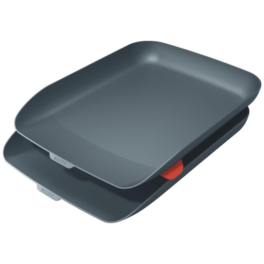 Corbeille Courrier Leitz Slim - A4 - Gris - Empilable - Bureau