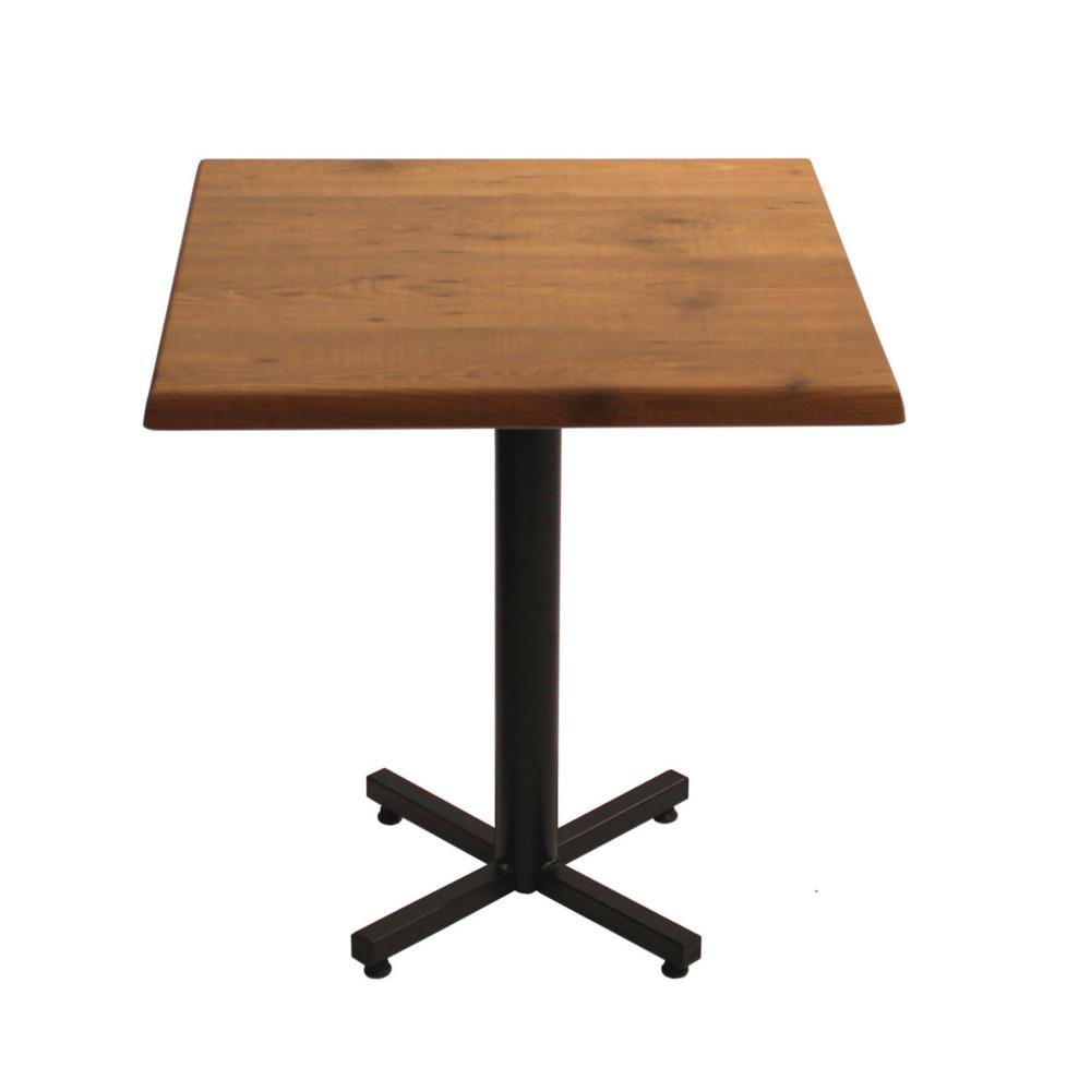 Table Brown plateau carr� 70x70cm Colorado - Pied central Noir