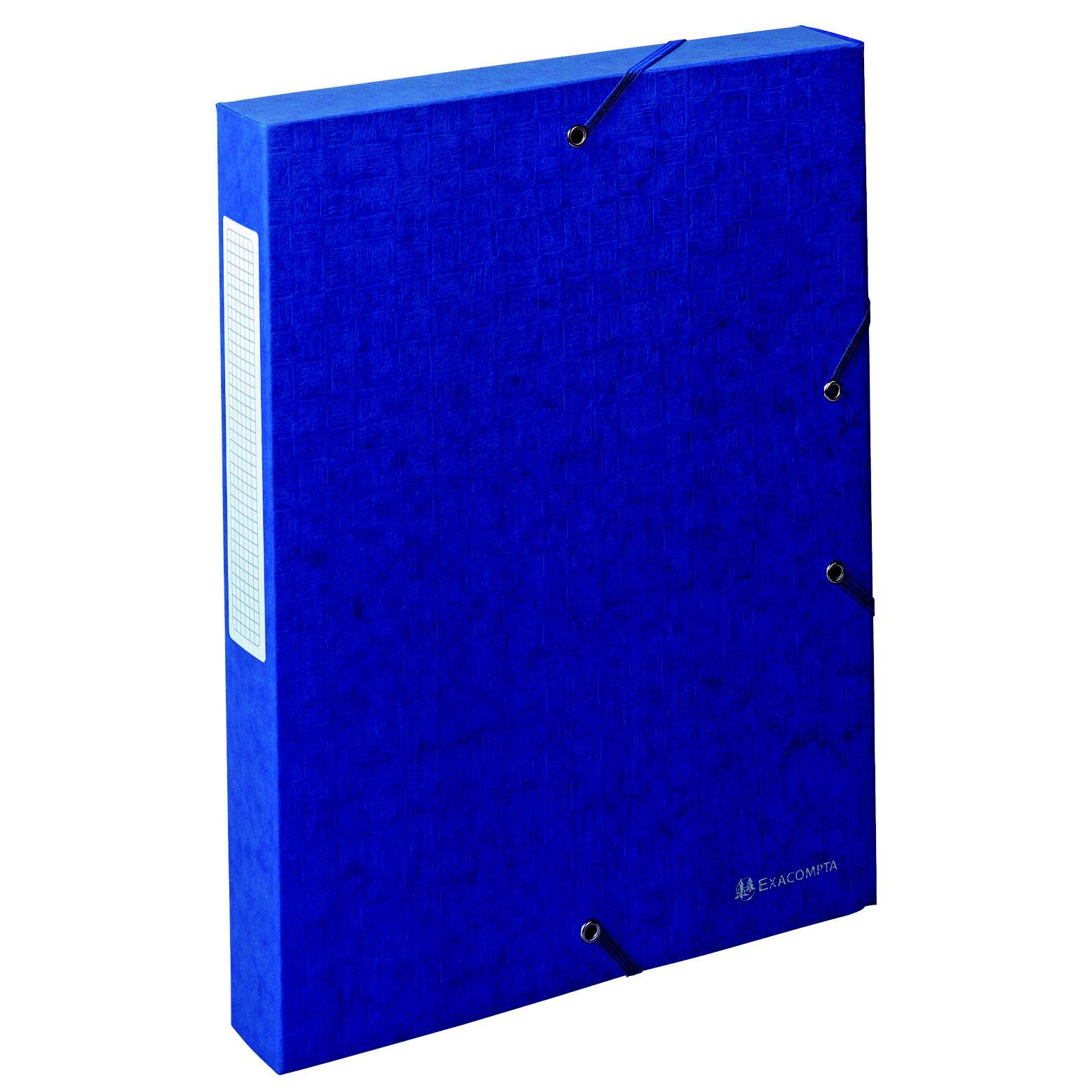 Bote de rangement Exacompta Exabox Scotten Nature Future pour documents A4 Tranche de 4 cm Carton bleu