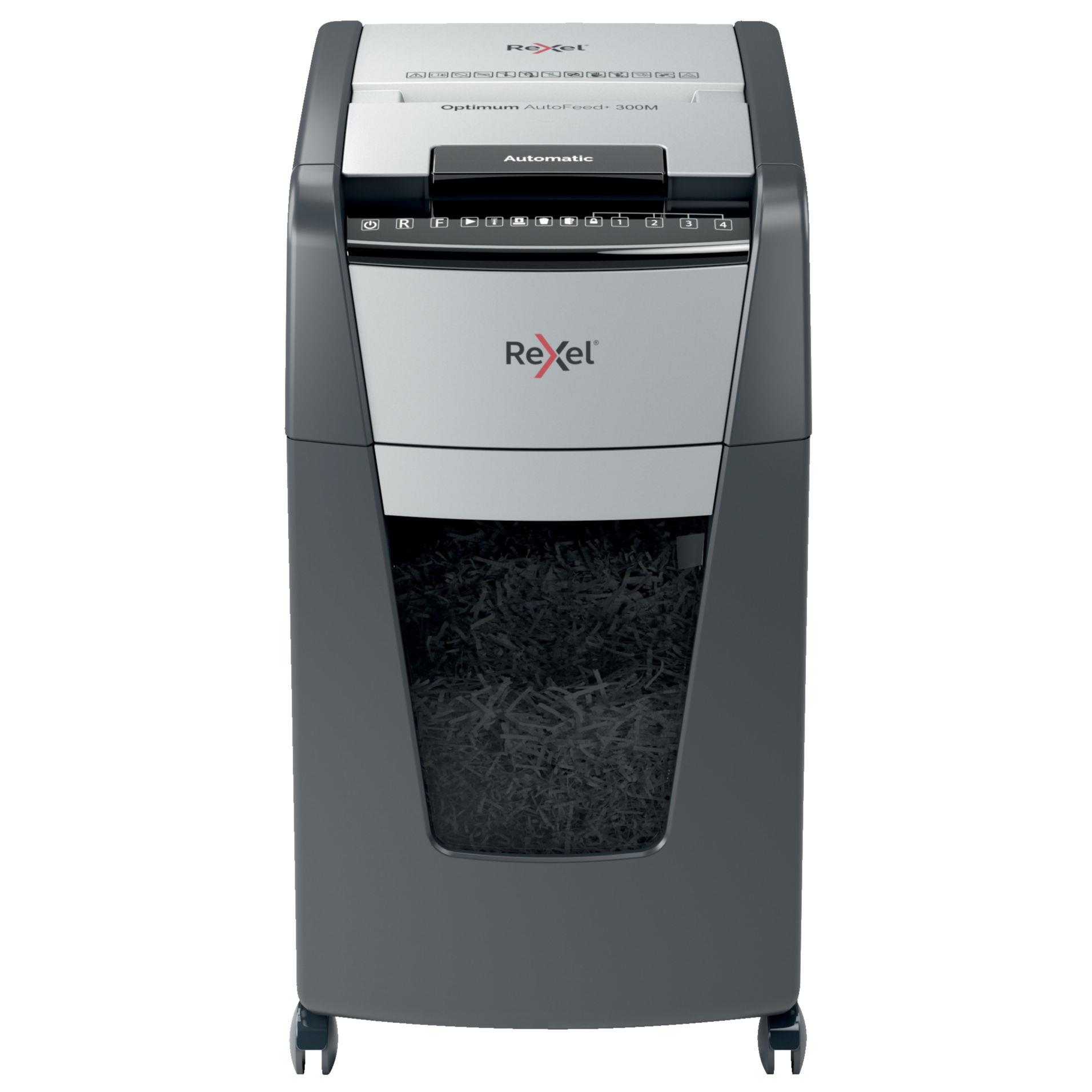 Rexel optimum auto+ 300m destructeur de papier dcoupage par micro-broyage 55 db 23 cm noir, gris
